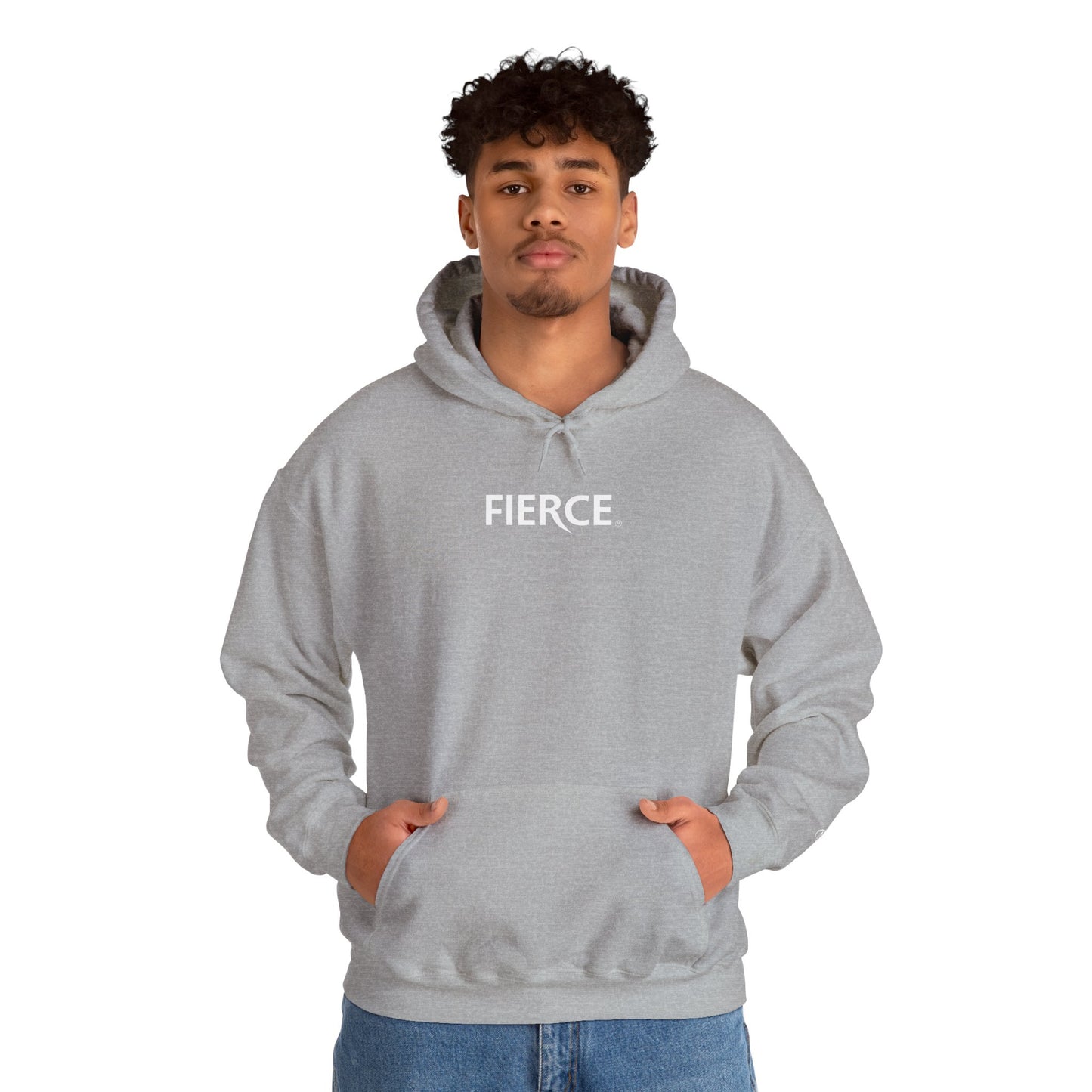 Fierce Heavy Blend™ Hoodie for Men – White Print Edition