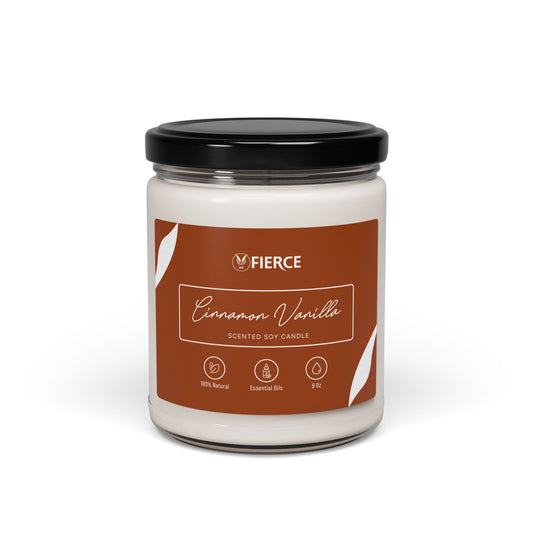 Fierce Cinnamon Vanilla Soy Candle 9oz – Luxury Home Fragrance for Relaxation