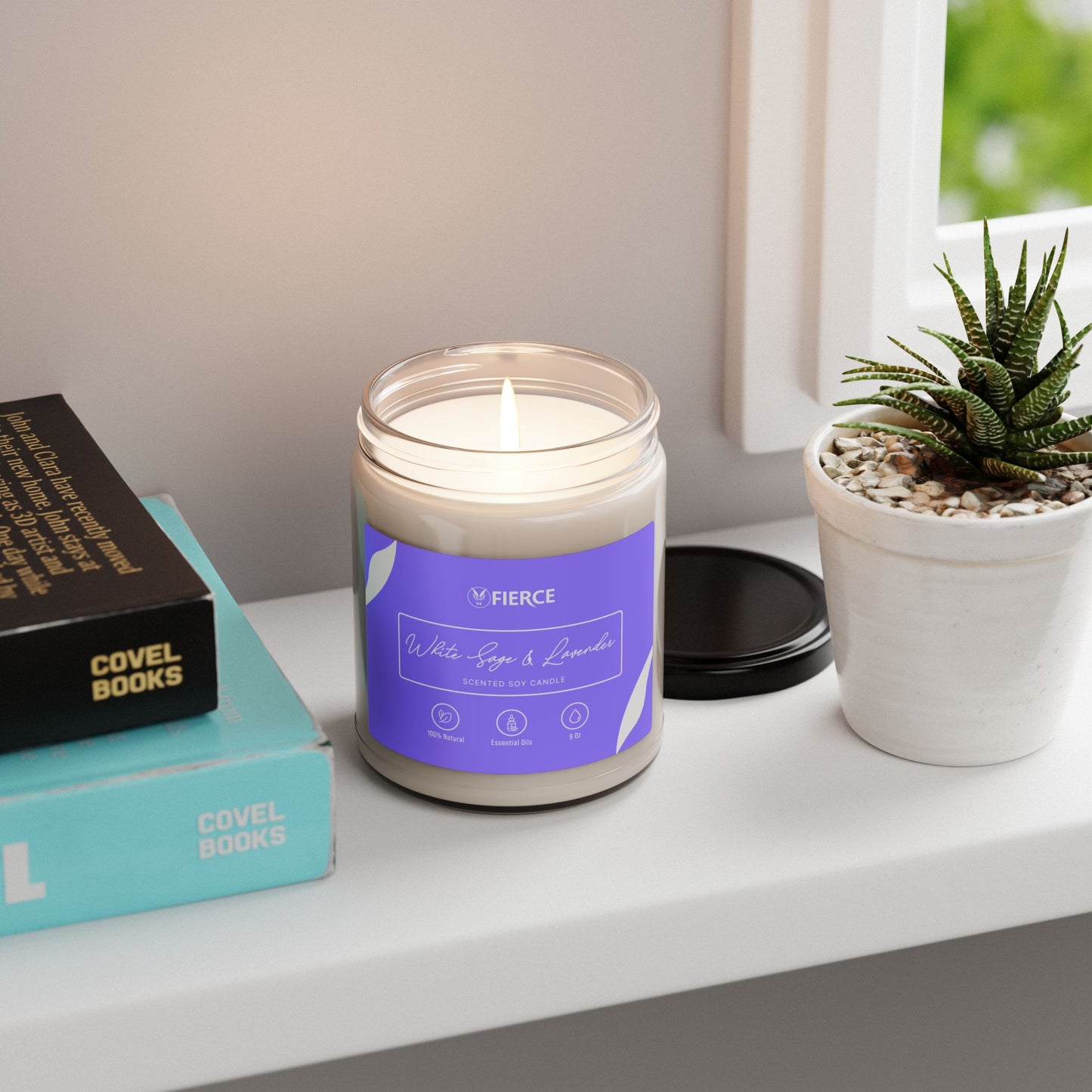 Fierce White Sage + Lavender Soy Candle 9oz – Luxury Home Fragrance for Relaxation
