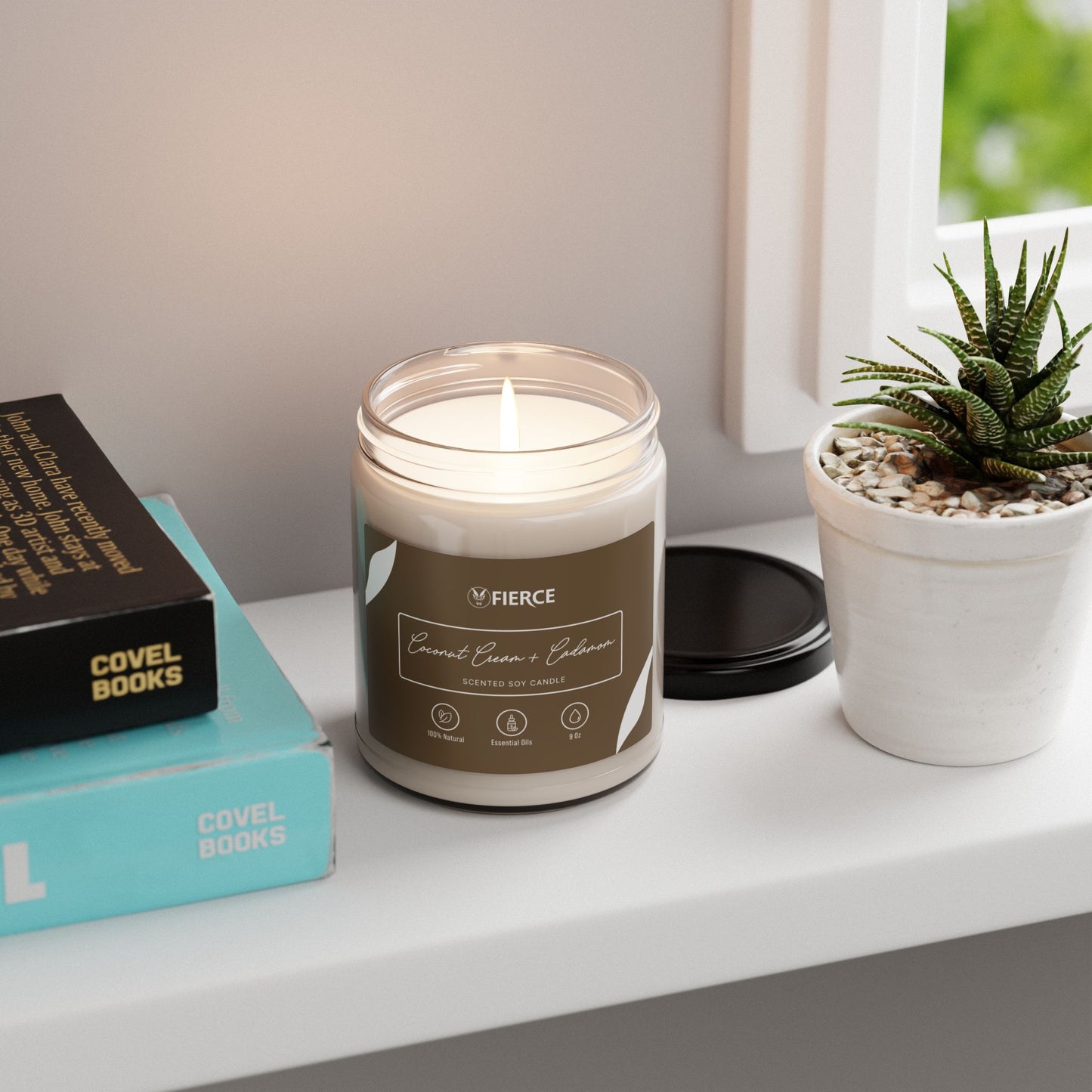 Fierce Coconut Cream + Cardamom Soy Candle 9oz – Luxury Home Fragrance for Relaxation