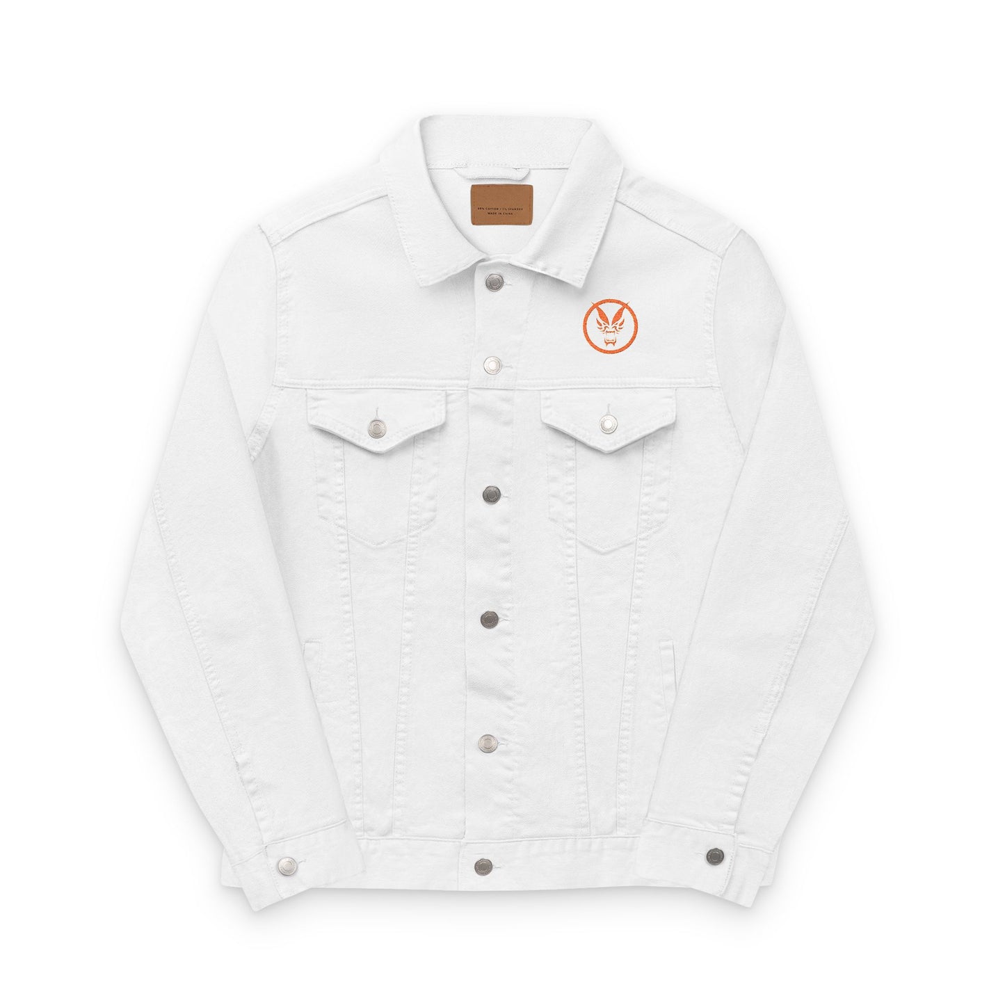 Unisex Denim Jacket by Fierce – Embroidered Orange Print