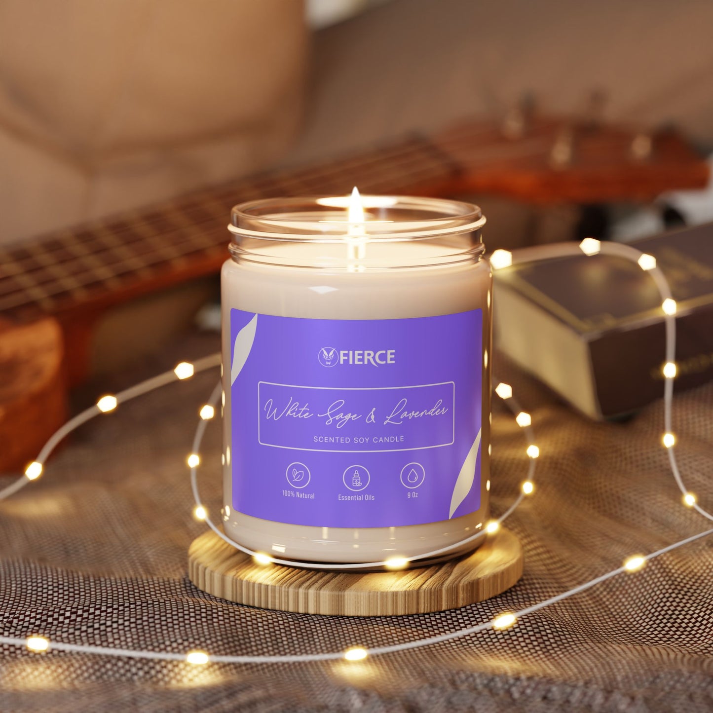 Fierce White Sage + Lavender Soy Candle 9oz – Luxury Home Fragrance for Relaxation