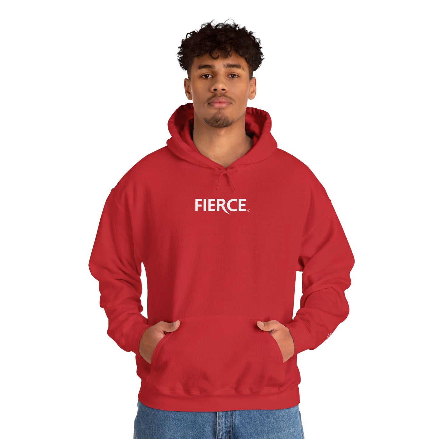 Fierce Heavy Blend™ Hoodie for Men – White Print Edition