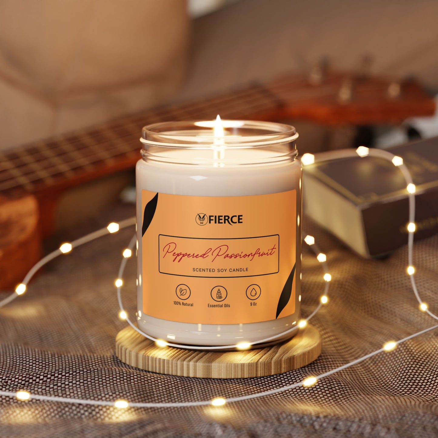 Fierce Peppered Passionfruit Soy Candle 9oz – Luxury Home Fragrance for Relaxation