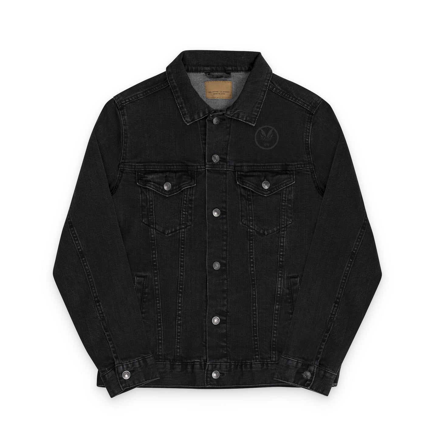 Unisex Denim Jacket by Fierce – Embroidered Black Print