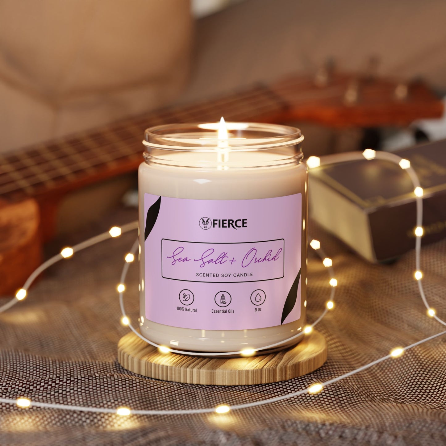 Fierce Sea Salt + Orchid Soy Candle 9oz – Luxury Home Fragrance for Relaxation