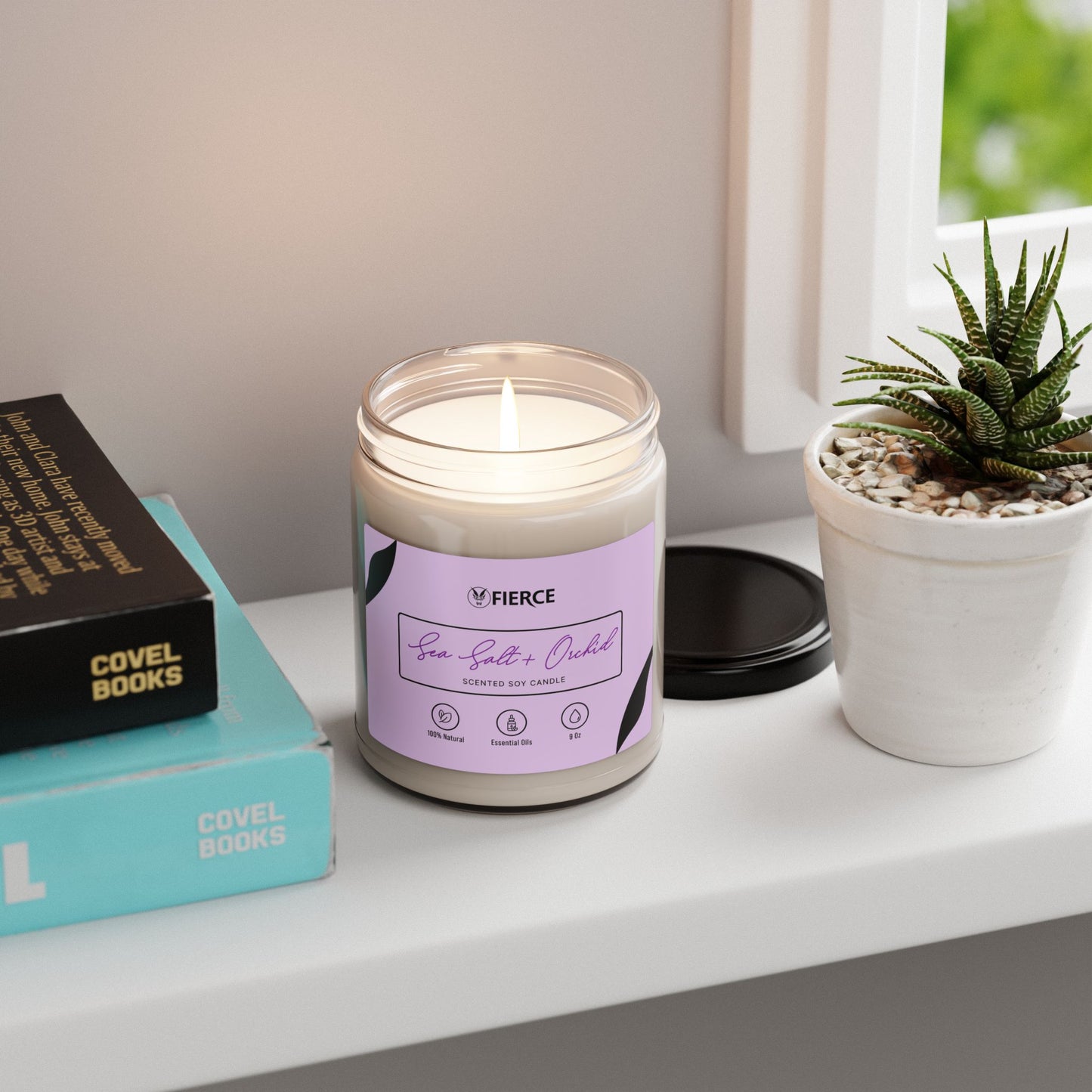 Fierce Sea Salt + Orchid Soy Candle 9oz – Luxury Home Fragrance for Relaxation