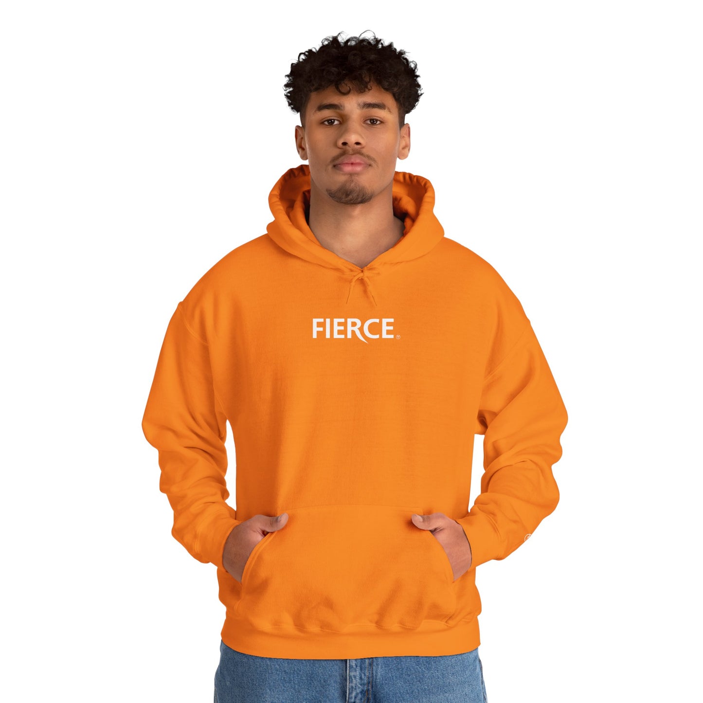 Fierce Heavy Blend™ Hoodie for Men – White Print Edition