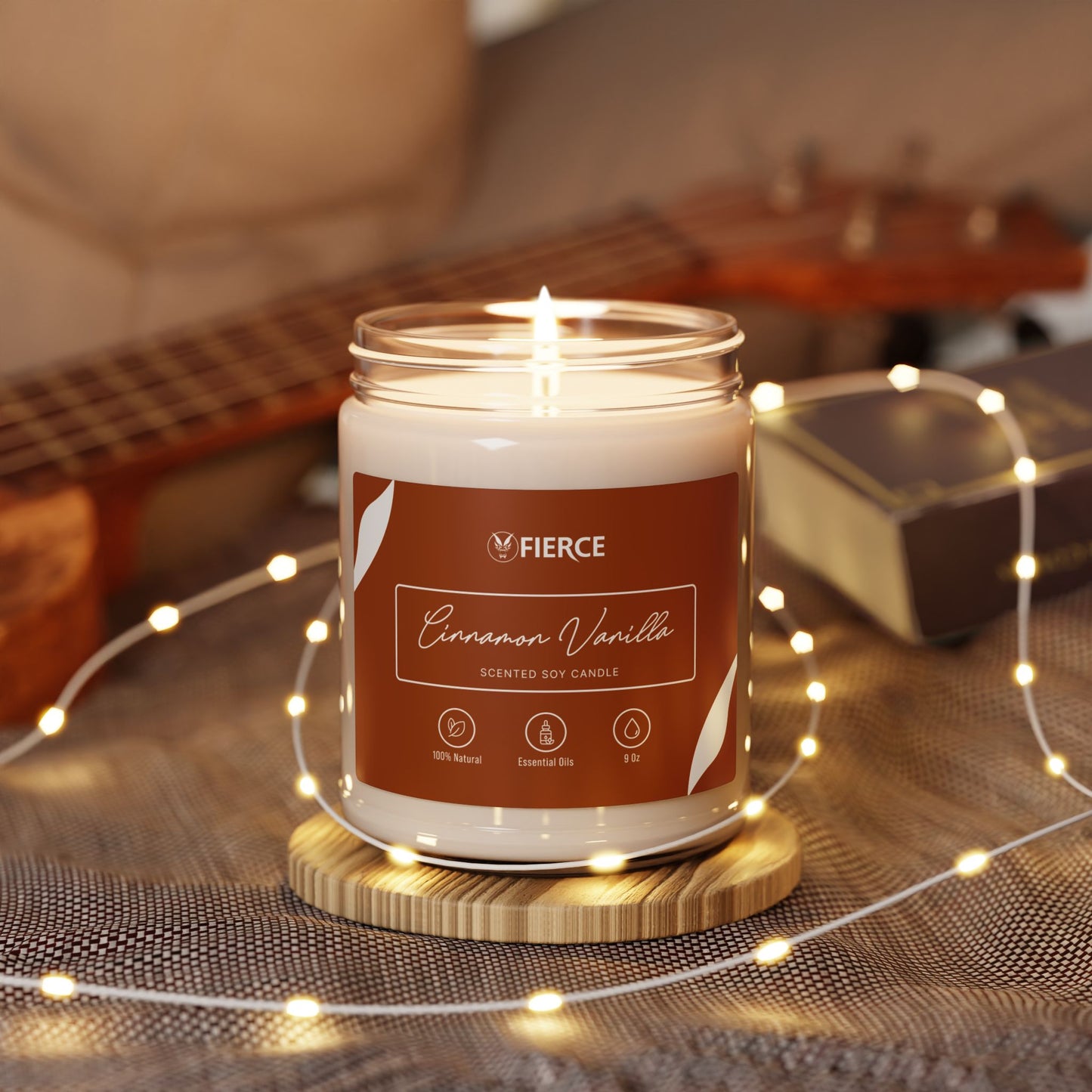 Fierce Cinnamon Vanilla Soy Candle 9oz – Luxury Home Fragrance for Relaxation