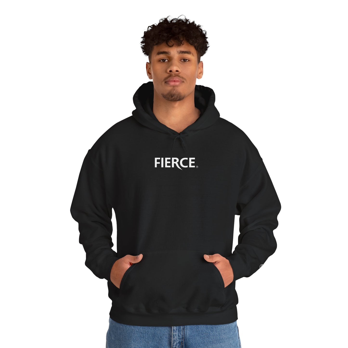 Fierce Heavy Blend™ Hoodie for Men – White Print Edition
