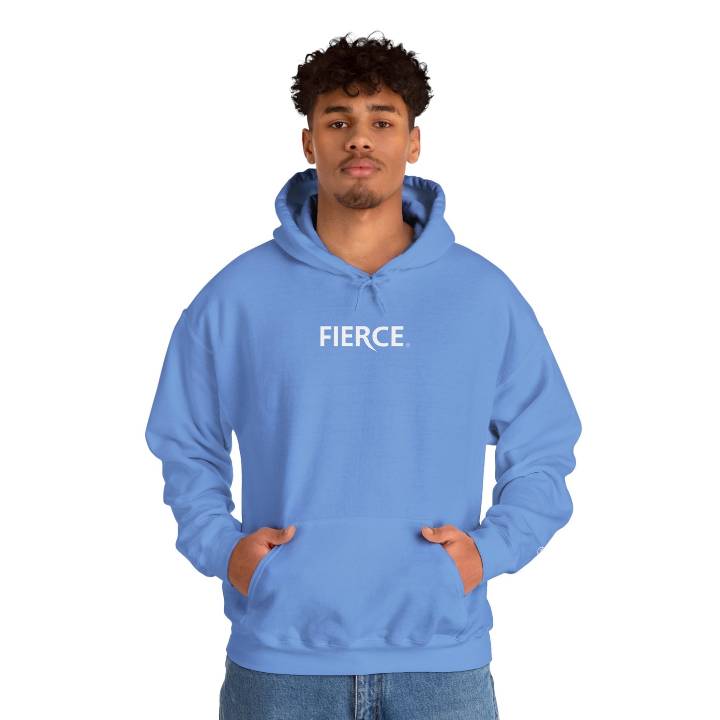 Fierce Heavy Blend™ Hoodie for Men – White Print Edition