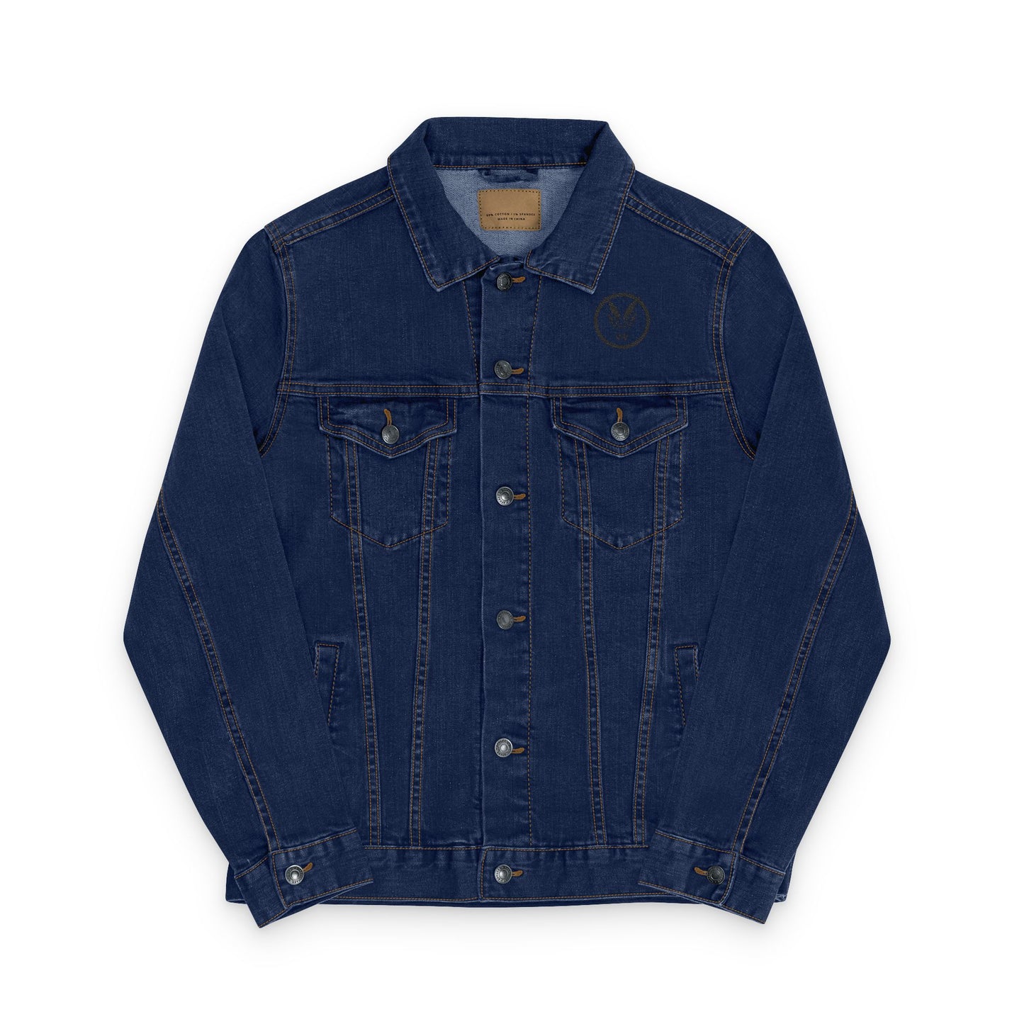 Unisex Denim Jacket by Fierce – Embroidered Black Print