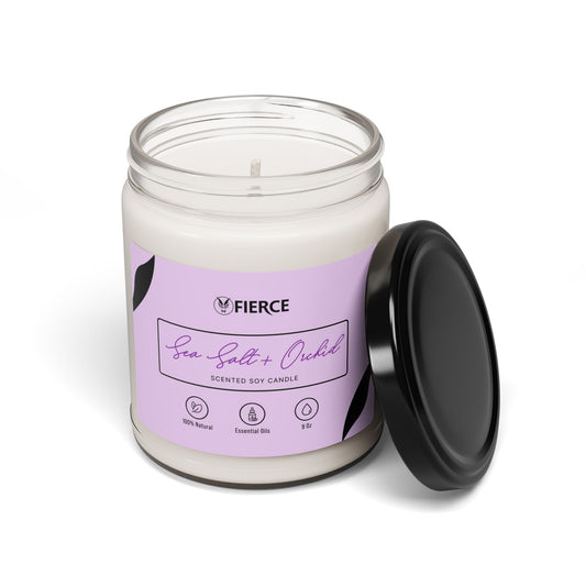 Fierce Sea Salt + Orchid Soy Candle 9oz – Luxury Home Fragrance for Relaxation