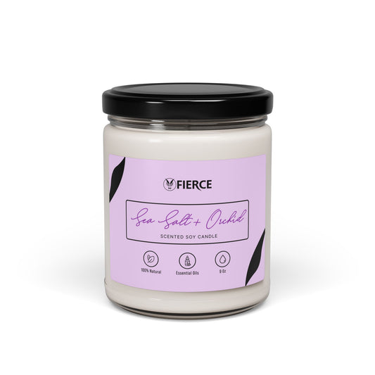 Fierce Sea Salt + Orchid Soy Candle 9oz – Luxury Home Fragrance for Relaxation