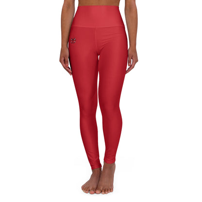 High Waisted Leggings in Dark Red | Fierce Activewear