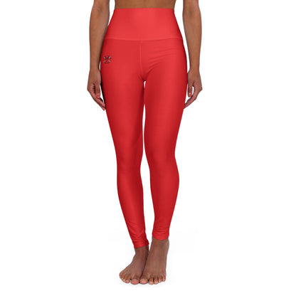 High Waisted Yoga Leggings in Red | Fierce Activewear
