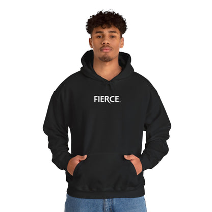 Fierce Heavy Blend™ Hoodie for Men – White Print Edition