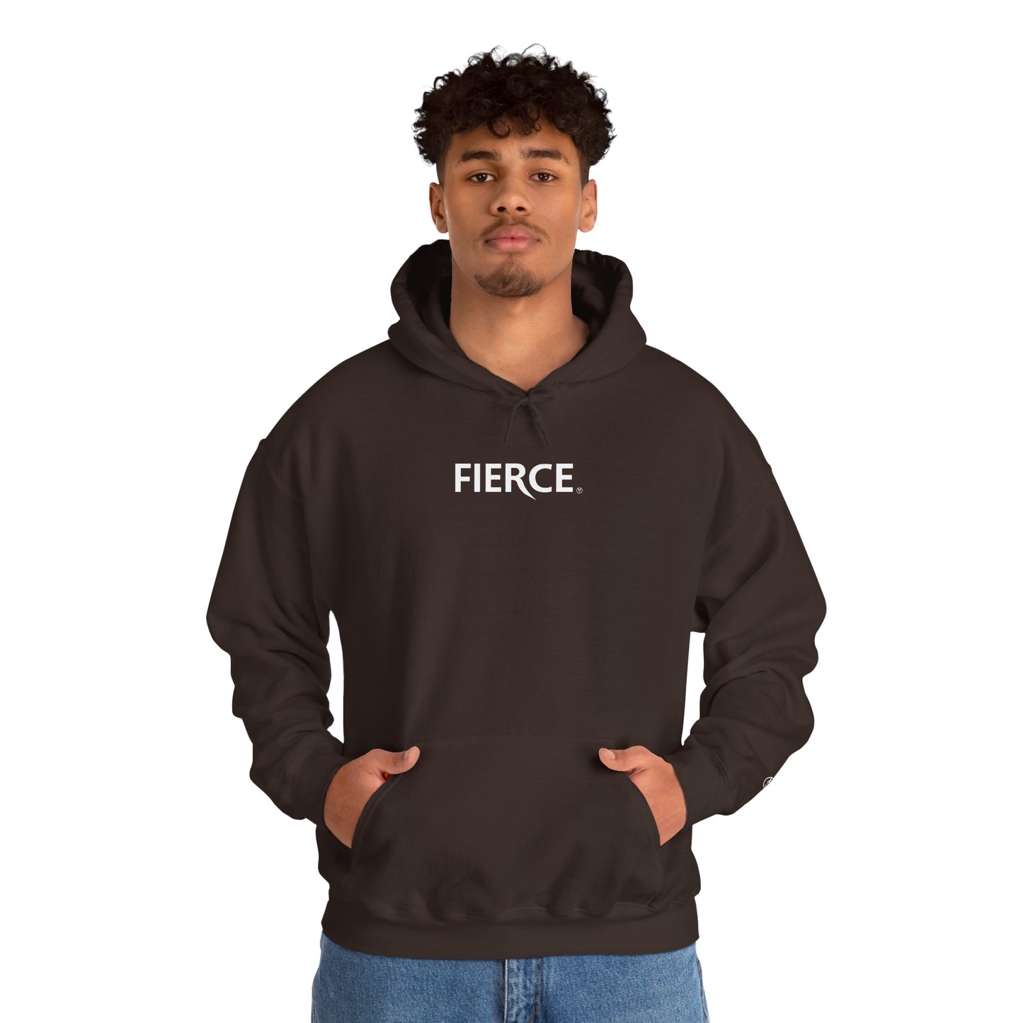 Fierce Heavy Blend™ Hoodie for Men – White Print Edition
